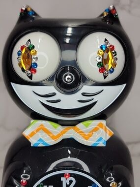 Custom Jeweled Rainbow Classic Black Kit-Cat Klock Clock